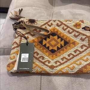Myra Brown and Tan Patterned Clutch